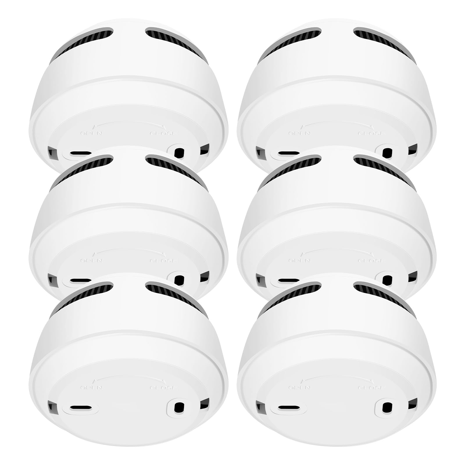 Detecteur de Fumée, 6 Pièces Détecteur de Fumée Batterie de 10 Ans Alarme Incendie Detecteur Fumee, Bouton Test/Silence, Blanc, 85 DB