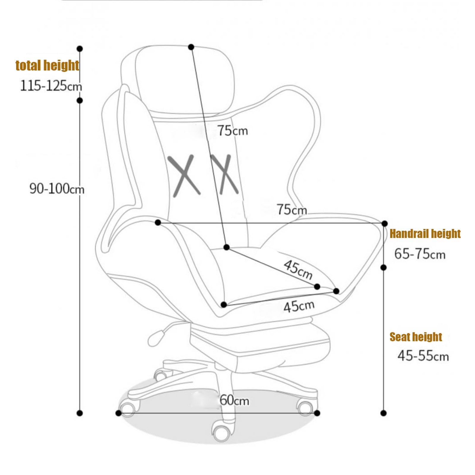 Sedia da Gioco, Poltrona Girevole Regolabile con poggiapiedi telescopico, Poltrona reclinabile con Schienale reclinabile per Camera da Letto, Soggiorno, Ufficio ()