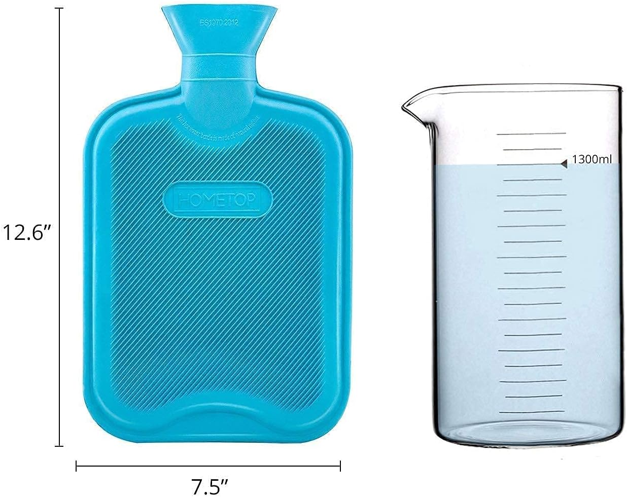HomeTop Classic 2 Liters Rubber Hot Water Bottle, Great for Pain Relief, Hot and Cold Therapy, Blue and Red (2 Pack) : Health & Household