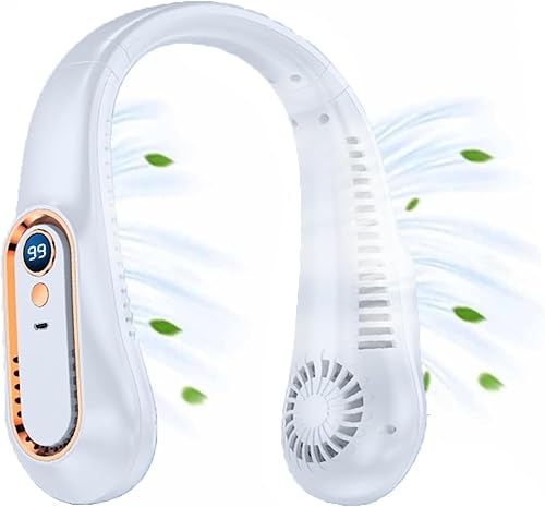 ZOVALI Neckbreeze - Ventilador de cuello Neckbreeze, 5 velocidades ajustables, portátil, 7000 mAh, ventilador de cuello de pantalla LED, ventilador