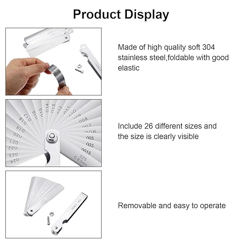 Miniatura 8 de Medidor de acero inoxidable de hojas calibradas sistema métrico e imperial herramienta de medición