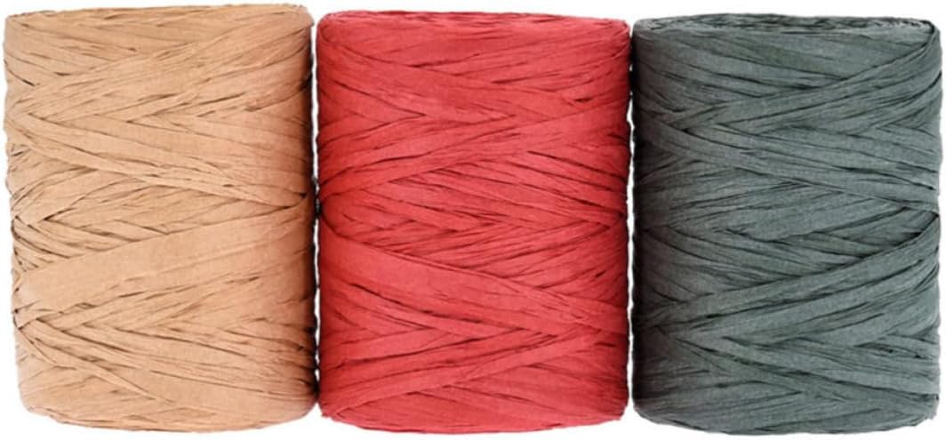 SUPVOX 3 Rolls Plastic Raffia Paper Ribbon for Craft Projects and Xmas Wrapping, 100 Meters Each, for Home Decorations and Wrap Around Glass Packaging