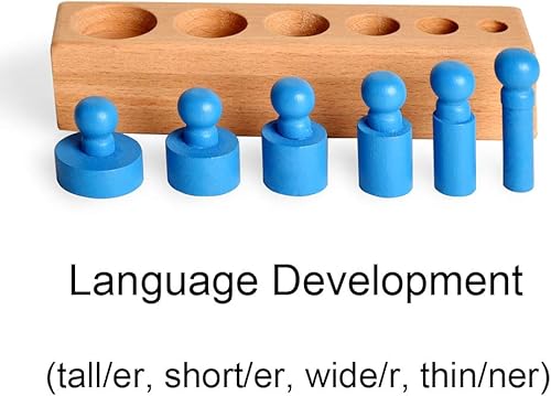 Miniatura 5 de BOHS Montessori - Bloques de cilindros con pomos, 6 clavijas / 6.7 pulgadas, juguetes coloridos de madera para la escuela temprana en casa, juego de