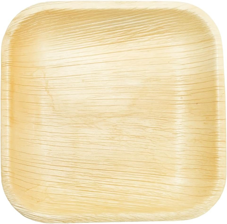 10 Inch Square Palm Leaf Disposable Dinnerware – Eco-Friendly Organic Plates, Biodegradable Partyware, Alternative to Paper, Bamboo & Plastic Plates – Perfect for Thanksgiving, Weddings & Dinners