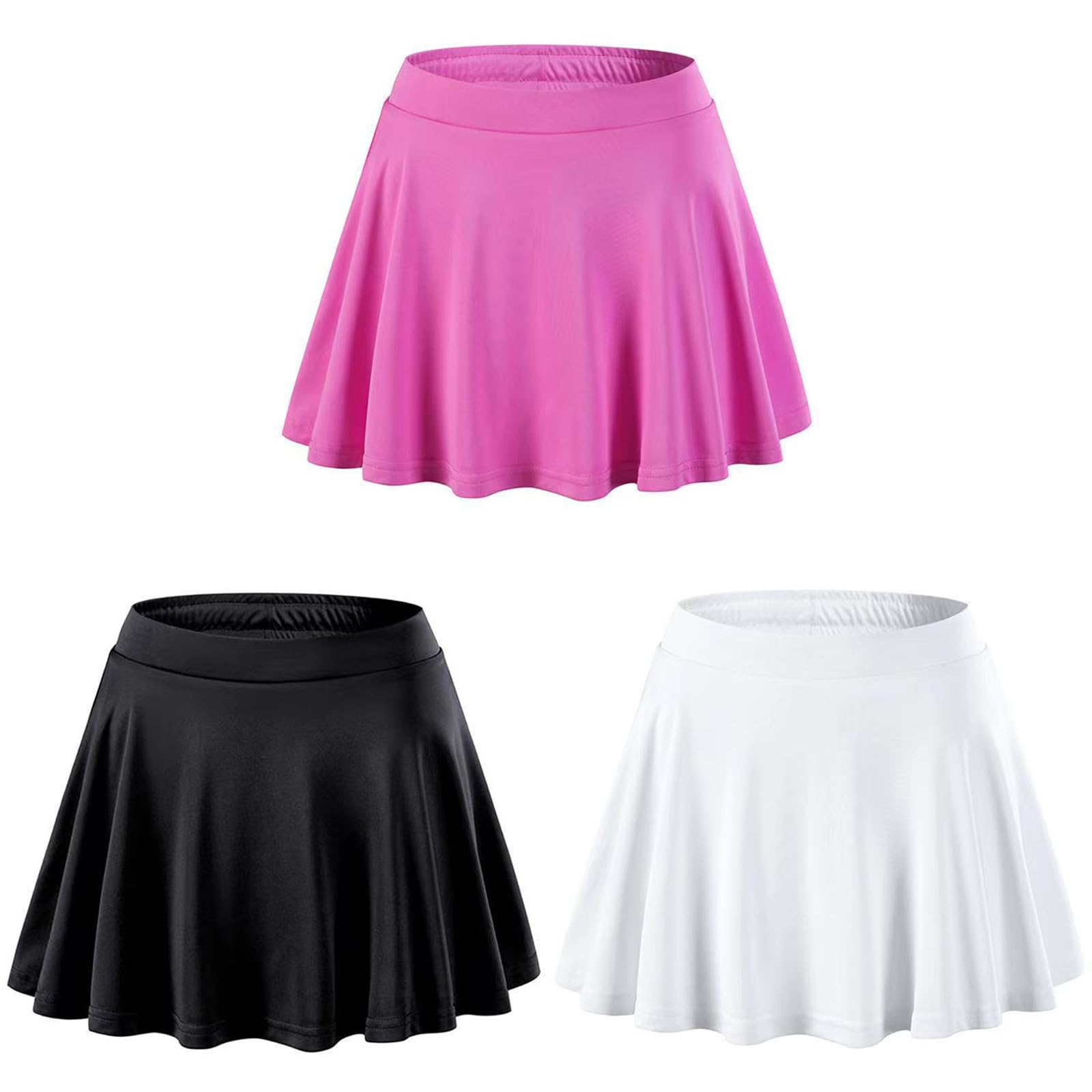 Gonnellino Danza Gonne Sportive for Bambine, estive, Tinta Unita, a Vita Alta, con Pantaloncini, Gonna Plissettata Casual da Palestra