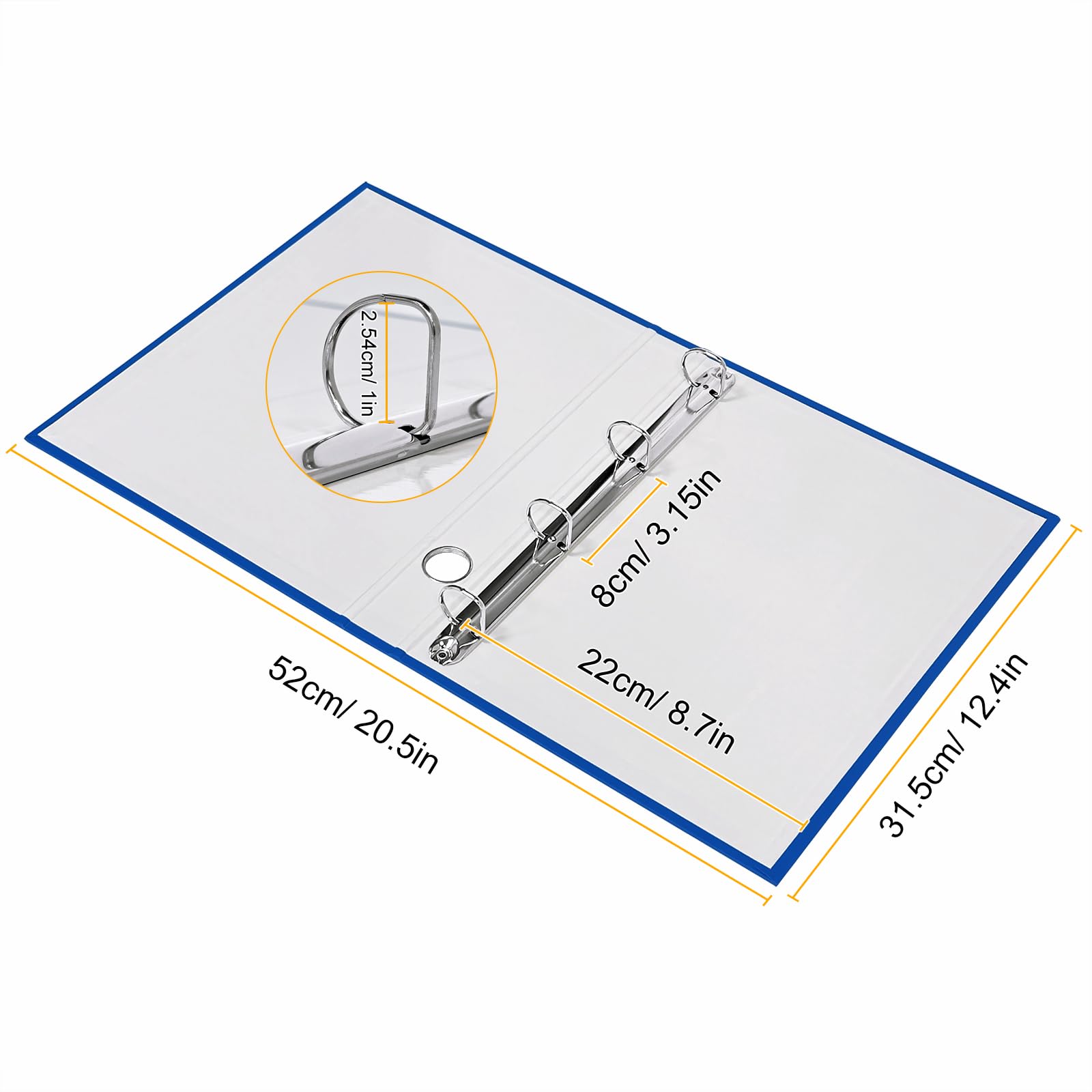 Hotyin Ring Binders 4 Pack, 4 D-Ring Binder, 45mm Spine, A4 Ring Folder, 2.5mm Hardboard + PVC - Image 3