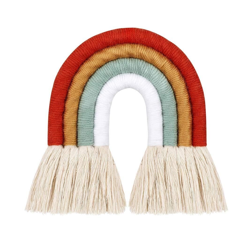 4B024 Rainbow Dream Catcher Macrame Wall Decor Kids Bedroom Cotton Wall Decor(4B024)