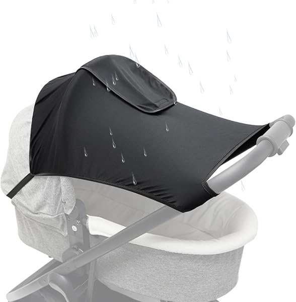 Stroller Cover for Sun - Breathable Hot Weather Net, Foldable Adjustable Shade, UV Protective Universal Cotton Canopy, Naptime Shielding Mesh - for Beach Trip Park Jogging Outing - 1