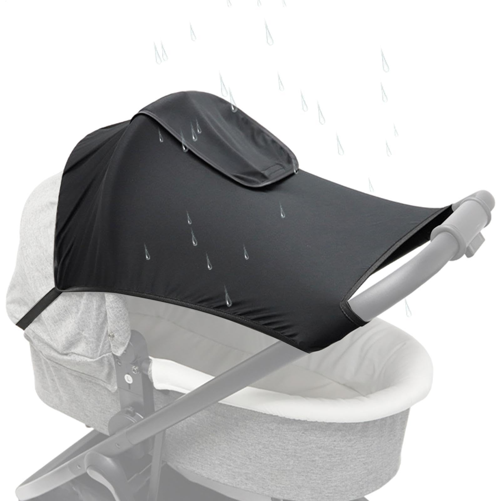 Stroller Cover for Sun - Breathable Hot Weather Net, Foldable Adjustable Shade, UV Protective Universal Cotton Canopy, Naptime Shielding Mesh - for Beach Trip Park Jogging Outing