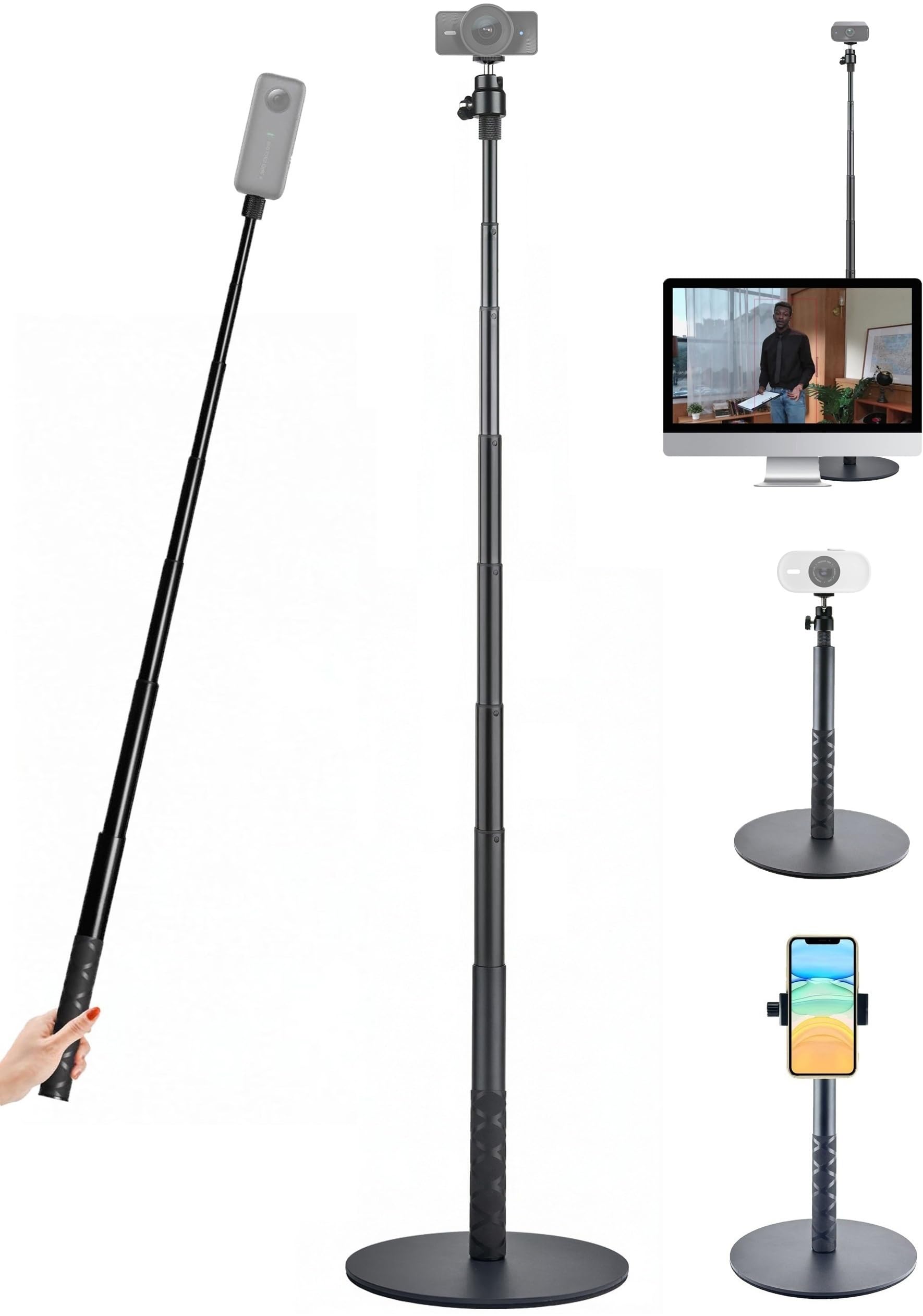 Soporte para cámara web de 5 pies, altura ajustable, compatible con Elgato Facecam 4K, Facecam MK.2, Facecam Neo Webcams