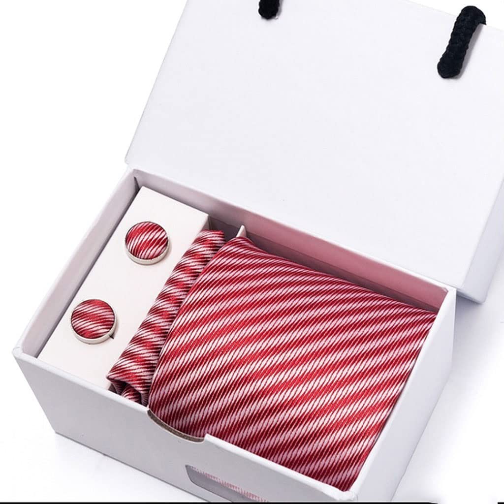 Corbatas. Corbata de Seda for Regalo de cumpleaños, Conjunto de Gemelos y pañuelo, Caja de Corbata, Ropa Formal geométrica