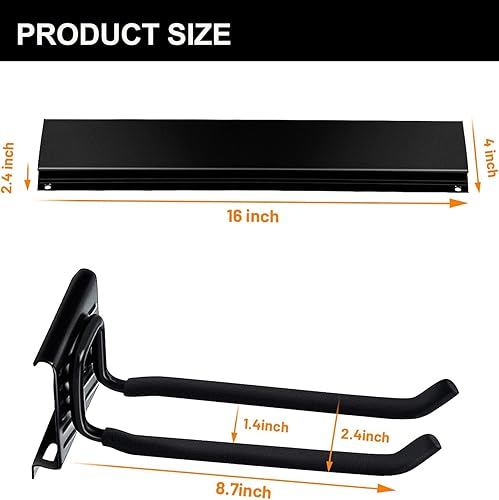 Miniatura 4 de Wallmaster Organizador de almacenamiento de garaje para montaje en pared, organizador de herramientas de jardín, perchas plegables resistentes para