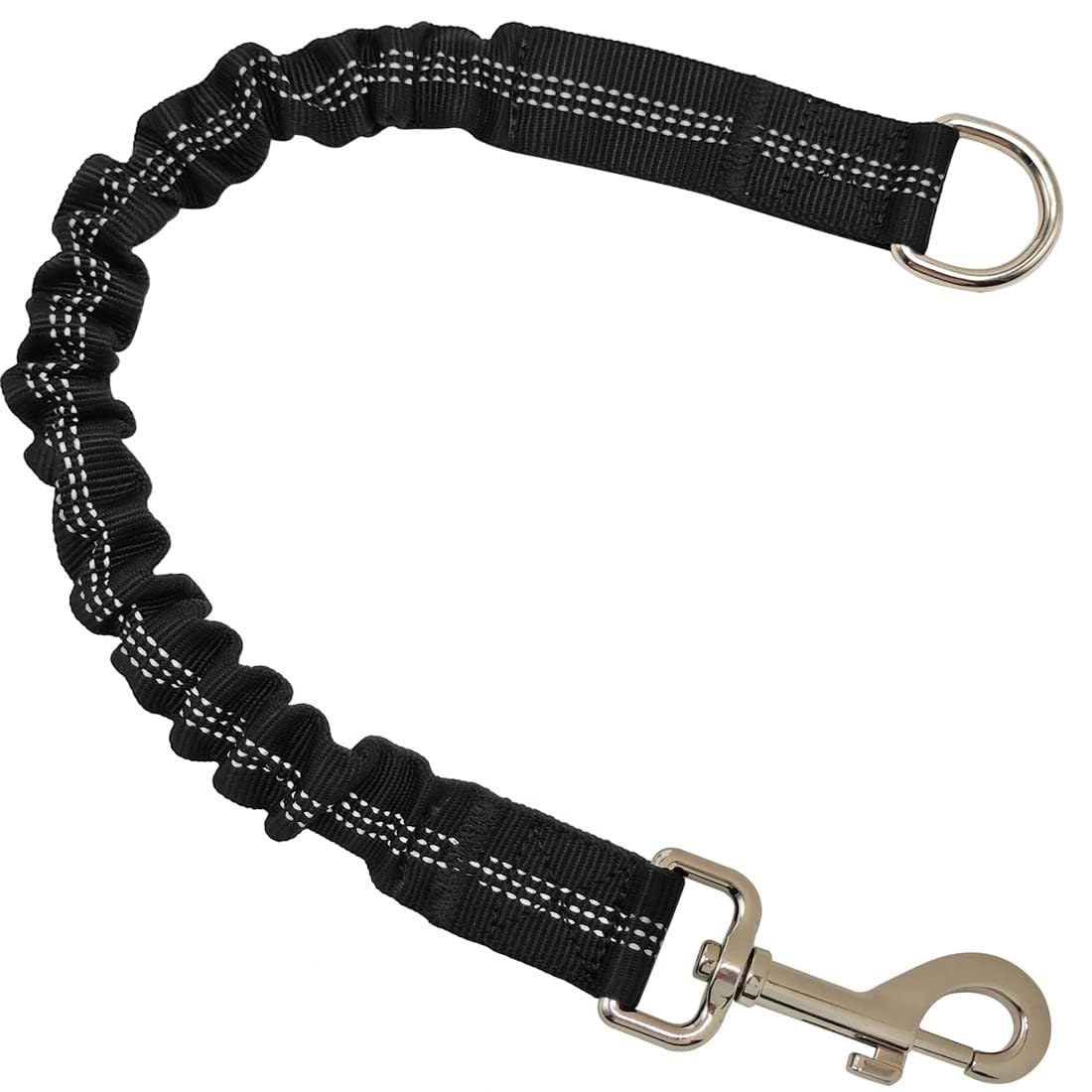 2 Pack Bungee Dog Leash Extension 18 Inch Shock Absorber Extender Nylon Pet Leash Connector with Metal Clip Adjustable Elastic Walking Jogging Training Running Playing Accessories ，Black