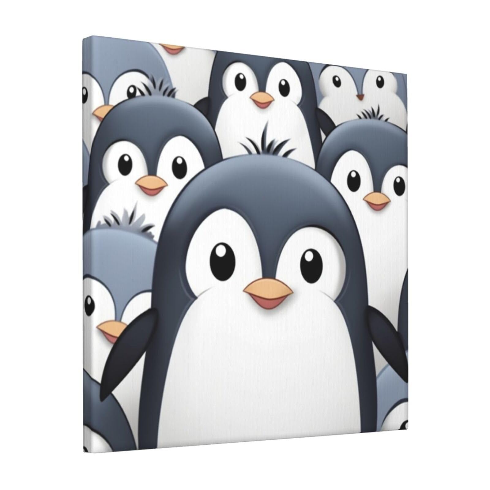 KLOPH Cute Penguin Canvas Wall Art for Living Room 12"x12" Modern Artwork Painting for Bathroom Hanging Canvas Prints Aesthetic Wallart for Bedroom Kitchen Office Wall Decor