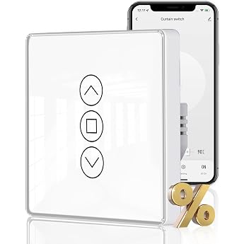 MOES 2.5D Roller Shutter Switch, Smart WiFi with Percentage Adjustment, Compatible with Alexa and Google Home, Timer and Voic