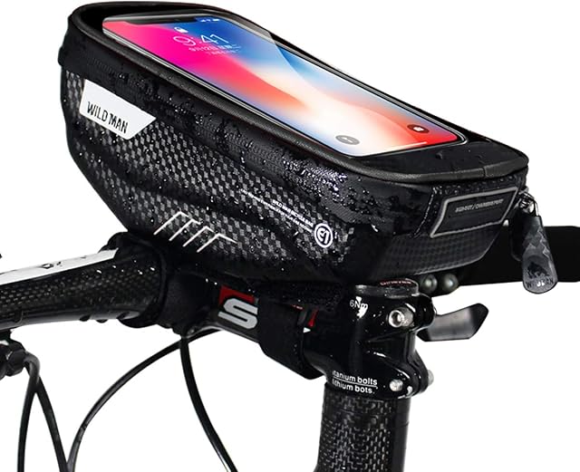 Bike Handlebar Bag, Bicycle Phone Mount, Waterproof Cycling Front Top Tube Pouch Pannier Bike Frame Phone Holder Stand for iPhone 13 12 11 Pro Max XS XR X 8 7 6S 6 Plus Samsung Smartphone Below 6.5''