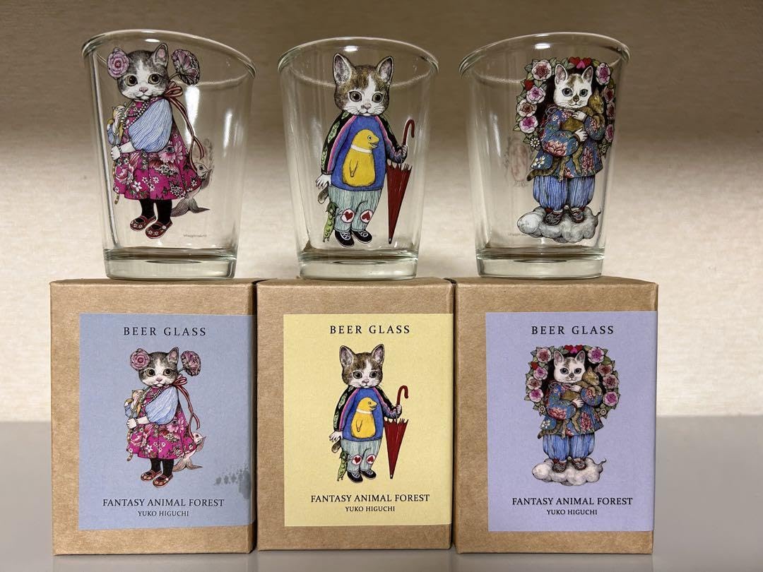 Amazon.co.jp: ヒグチユウコ ビールグラス 4種 奇幻動物森林
