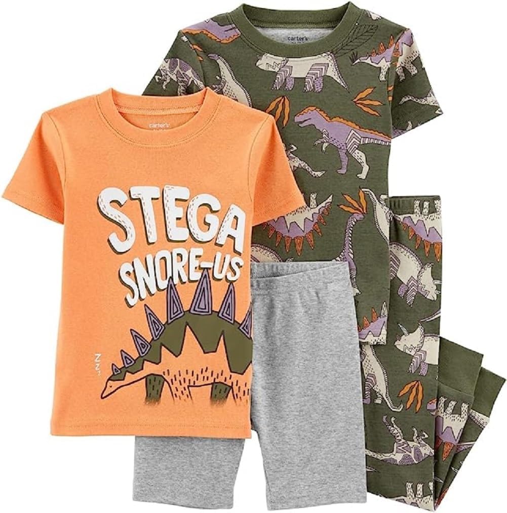 Carter's Toddler Boy's 4 piece Cotton Pajama Set (Stega-snore-us, 5T)