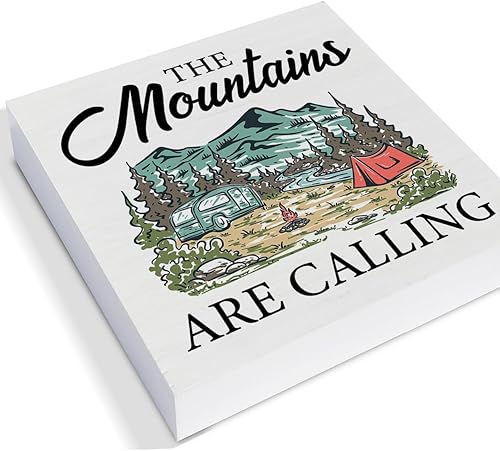 Miniatura 3 de Juego de 3 letreros de madera para camping, juego de bloques de madera con temática de bosque, caja de madera, placa para decoración de bandeja