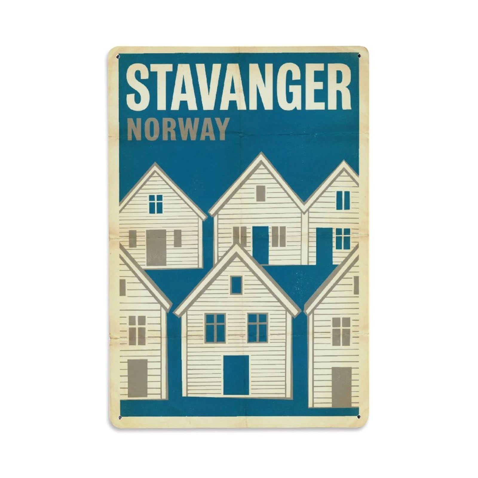 Norway Stavanger Vintage Travel Metal Tin Sign
