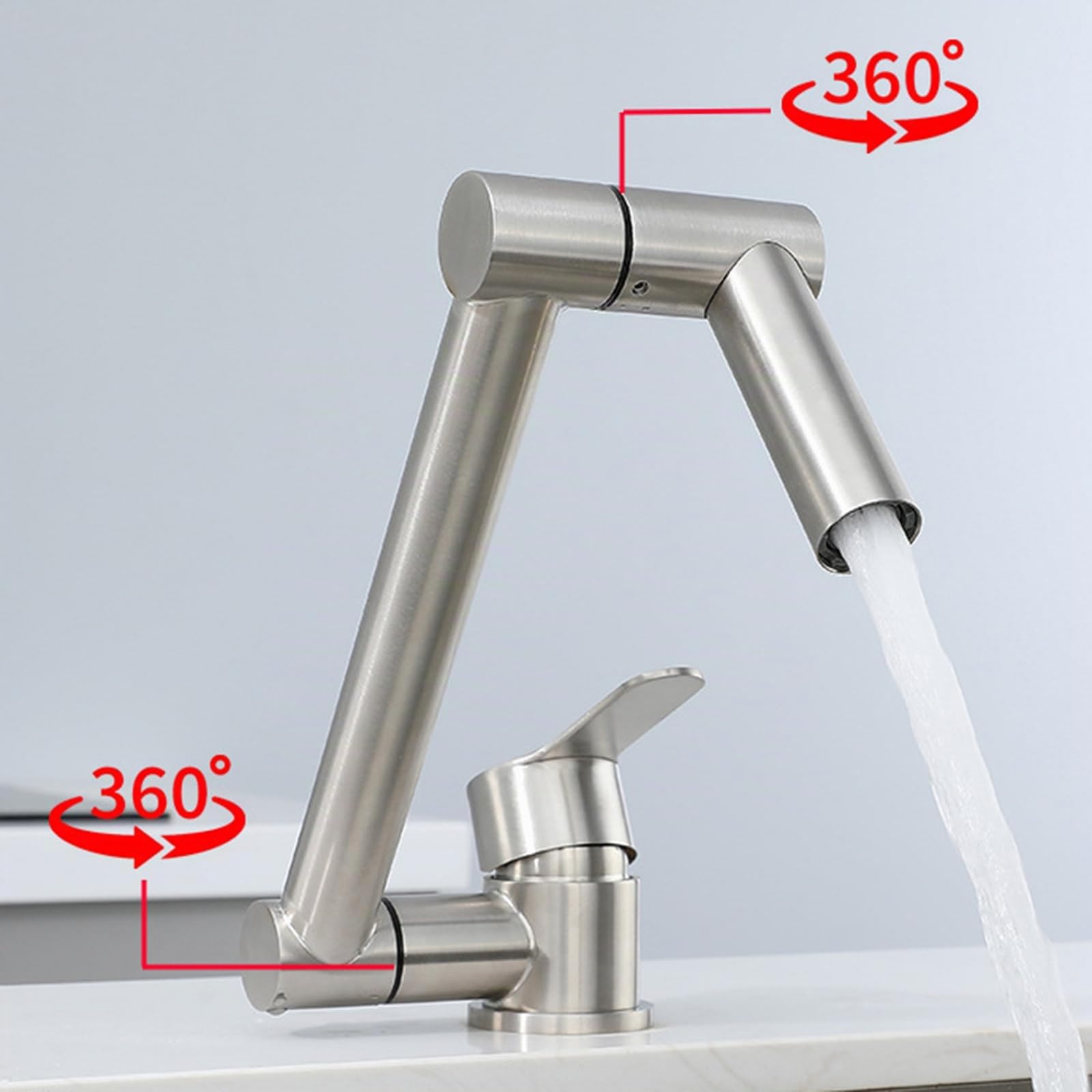 Grifos de cocina y baño, grifo para fregadero, plegable, bajo ventana, giratorio, monomando, acero inoxidable cepillado