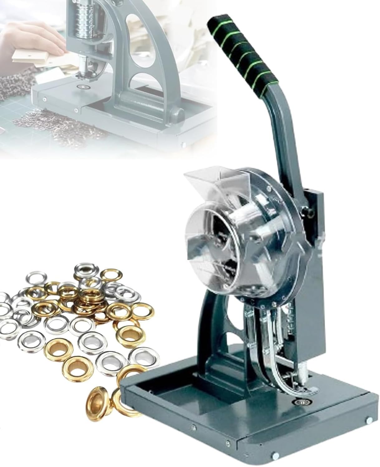 Heavy Duty Eyelet Grommet Machine - Table Mount Hole Punch Tool with Extra Long Handle & Integrated Funnel, 6mm/8mm/12mm Hole Sizes, Durable for KT Boards, Cartons, Tents,12mm