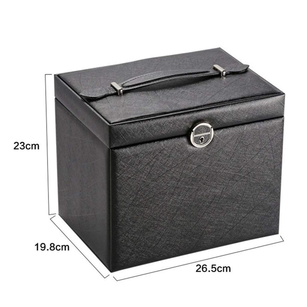 Joyero de Gran Capacidad Caja de Almacenamiento de cosméticos de Cuero de Cinco Capas Caja de Almacenamiento de Joyas de múltiples Capas