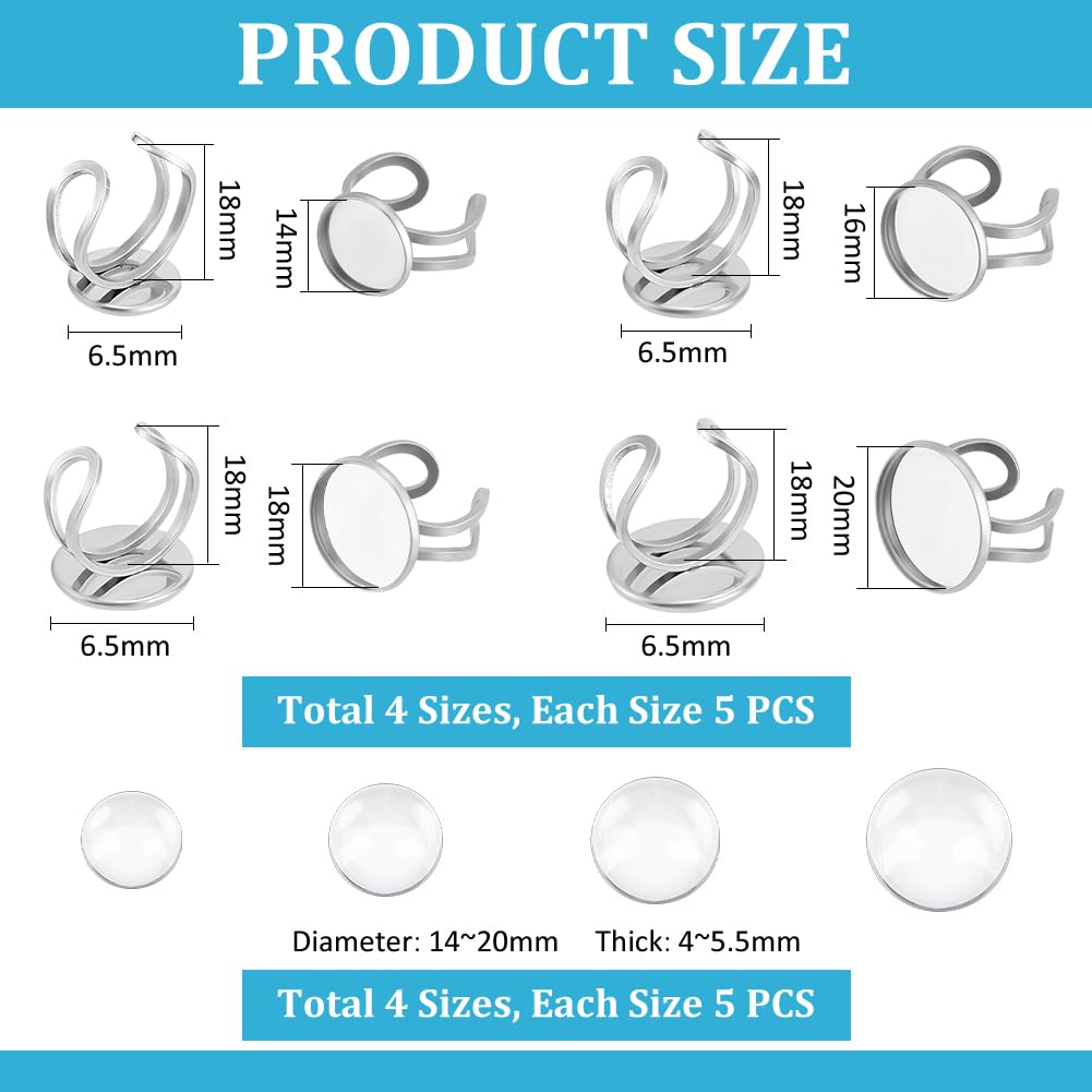 Set 16 Basi Anello Regolabili In Acciaio Inox - Per Creazione Gioielli Fai Da Te - Foto 2