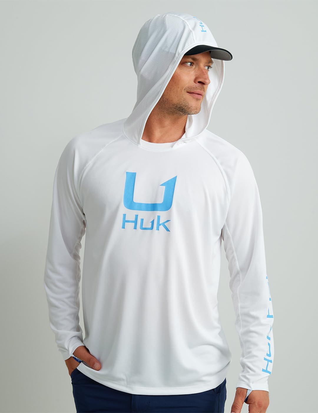 HUK Mens Icon X Hoodie, Fishing With Sun Protection For Shirt, White, Large US