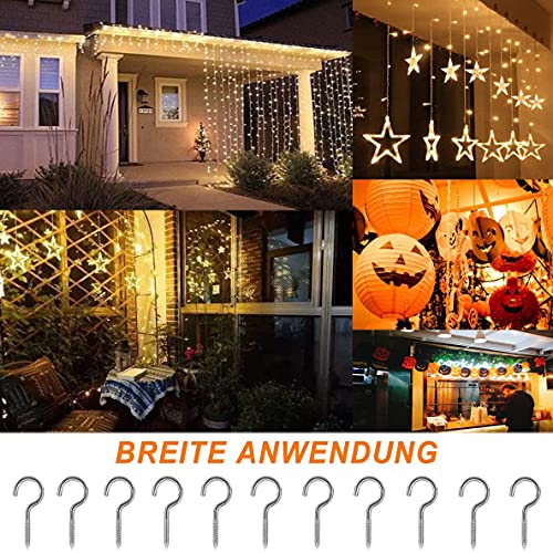 MOGADEE® Schraubhaken Edelstahl 10 Stück, Deckenhaken, Hakenschraube, Haken zum Schrauben, Einschraubhaken Robuste Becherhaken（M3-40mm）