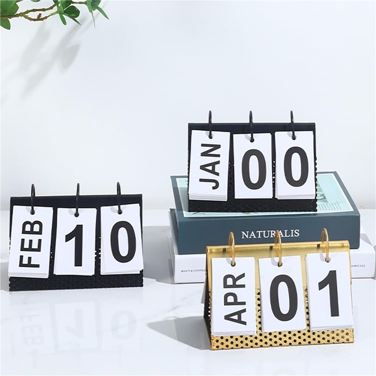 Tischkalender, stehend, mit großem Display, ewiger Kalender, Vintage-Stil, ideal für Schreibtisch, Büro oder Kabine.