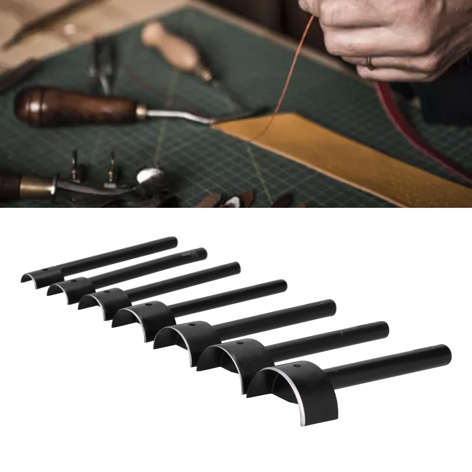 7Pcs Leder Handwerk Werkzeuge Leder Halbrund Cutter Punch DIY Halbkreis Ende Ecke Halbrund Punch für DIY Craft Handwork