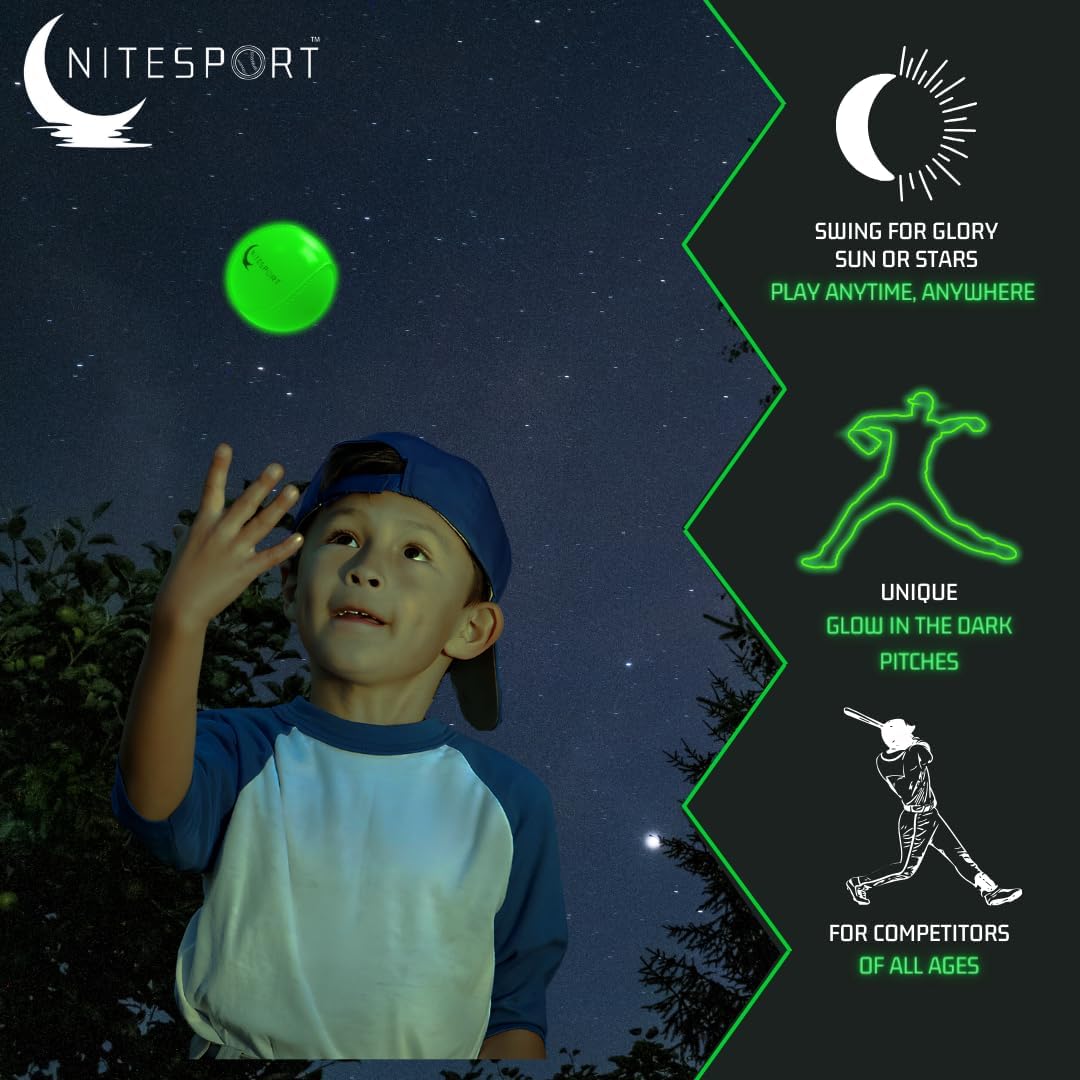 Glow in The Dark Plastic Baseball Set 6 Pack w/UV Light