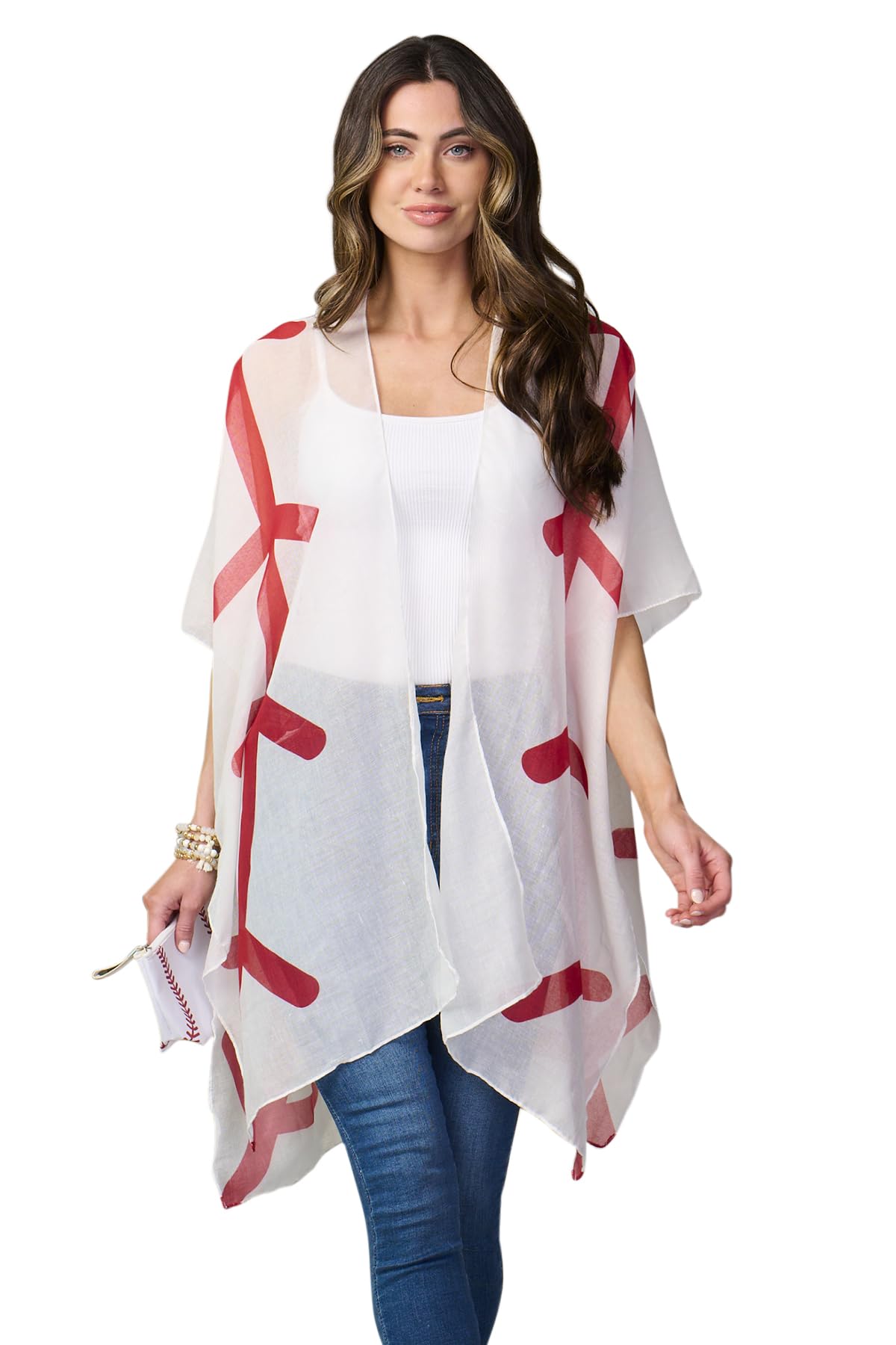 Game Day Shirt Kimono Cardigan - Open Shawl Blouse Cover Up for Sports Fans, Mom, Team Gift Party Favor