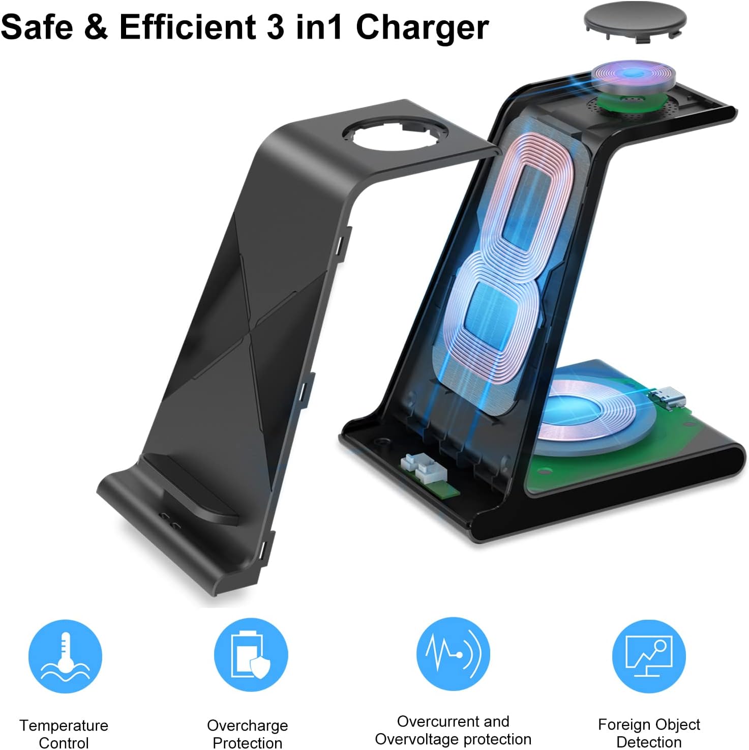 Wireless Charger for Samsung S25 Ultra, Charging Station for Galaxy S25/S25 Edge/S24 Ultra/S24+/S24/S23/Note 20/Z Flip 7/Fold 7, for Galaxy Watch 8/8 Classic/Ultra/7/6, Galaxy Buds 2 Pro (No Adapter)