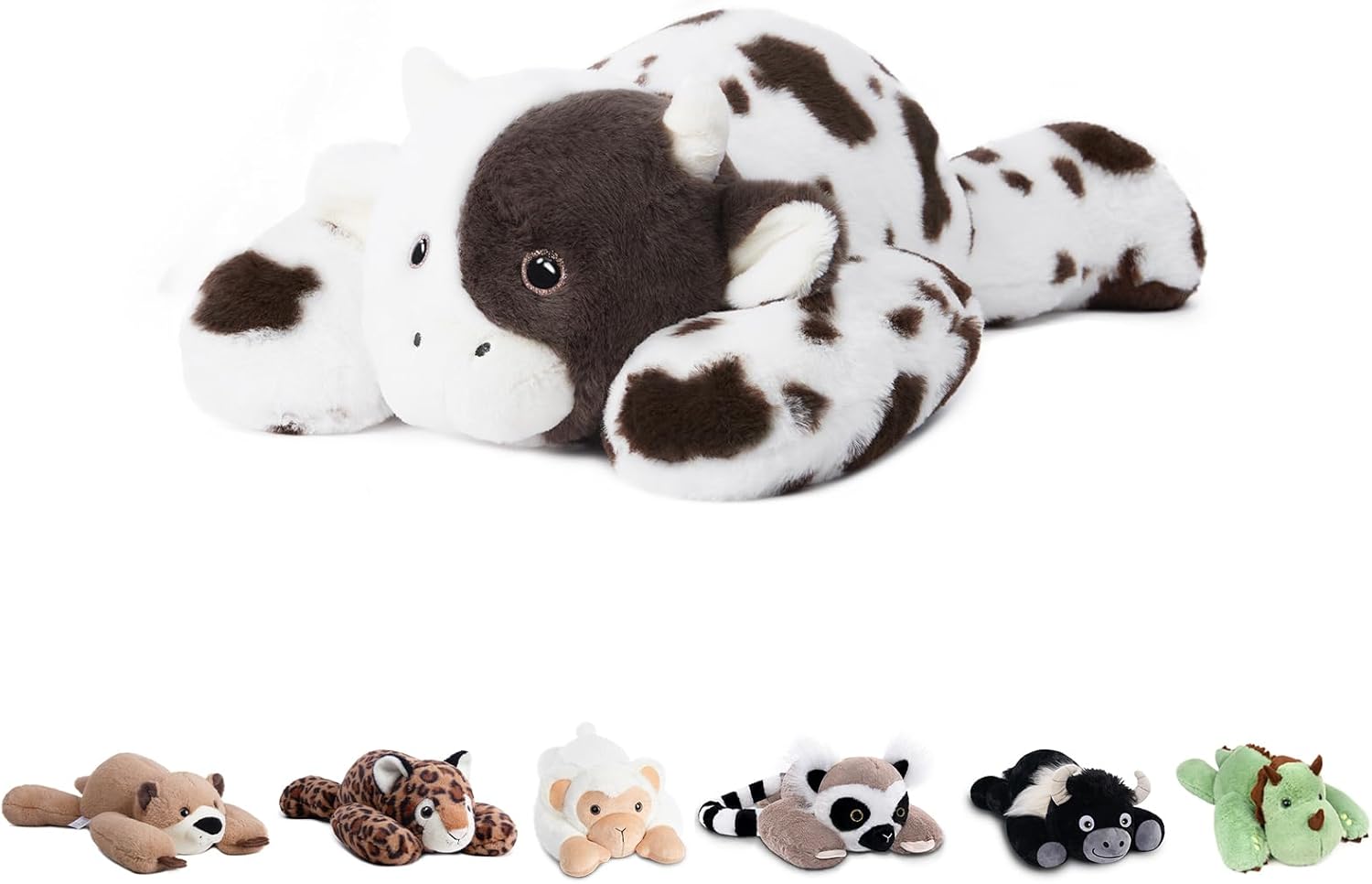 Niuniu Daddy 20" | 3.3 Pound Cow Weighted Stuffed Animals for Kids Adults, Fluffy Cow Weighted Beads for Body Pillow for Hugging, Soft Plush Toy for Gift Birthday Christmas Holiday Easter Presents