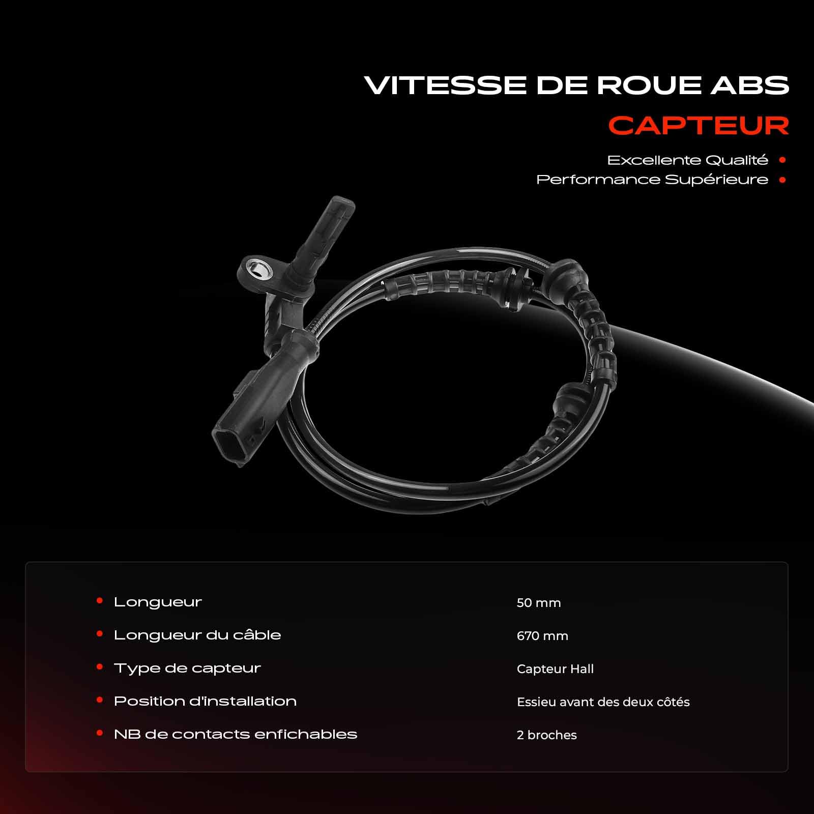 Frankberg Capteur ABS essieu avant 479103473R | Compatible avec: M.e.g.a.n.e IV Hatchback B9A/M/N, Talisman Grandtour KP, Talisman LP, Scénique IV J9, Espace V JR