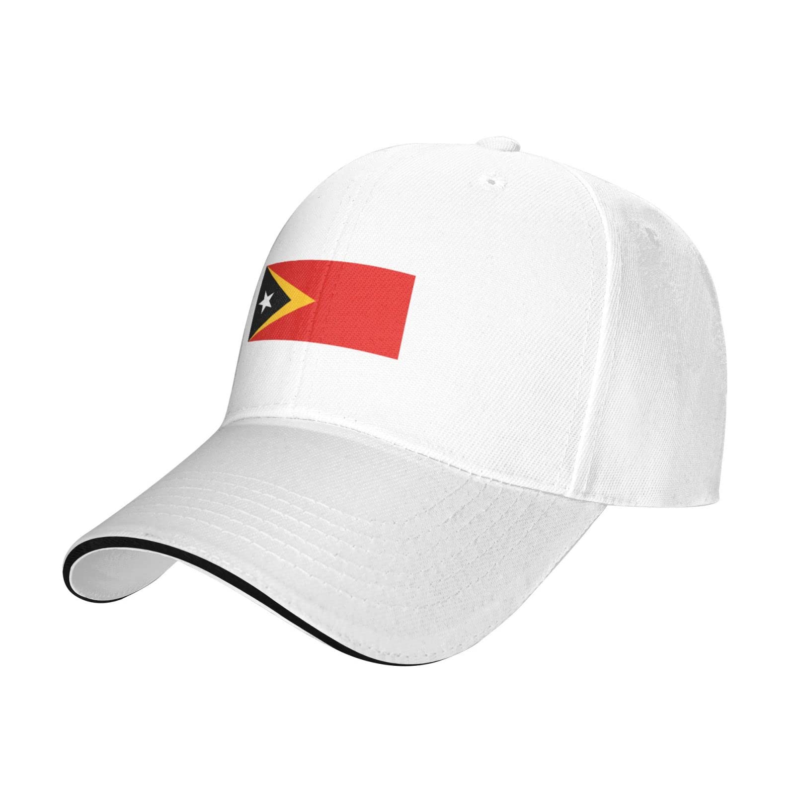 Loujin Unisex White Adjustable Baseball Cap Flag Of East Timor Casual Peaked Cap Comfortable Breathable Sports Hat For Women Men