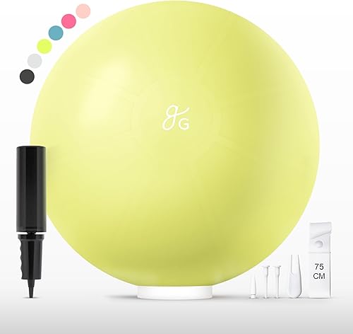 Greater Goods Pelota de yoga anti-estallido para pilates, estabilidad, embarazo y entrenamientos, incluye bomba, en varios tamaños y colores