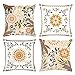 Bonhause Fundas de Cojín Boho Hojas Flores 45x45cm Funda de Almohada Bohemio Flor Terciopelo Suave Cojines Decorativos para Sofá Cama Hogar Exterior Juego de 4