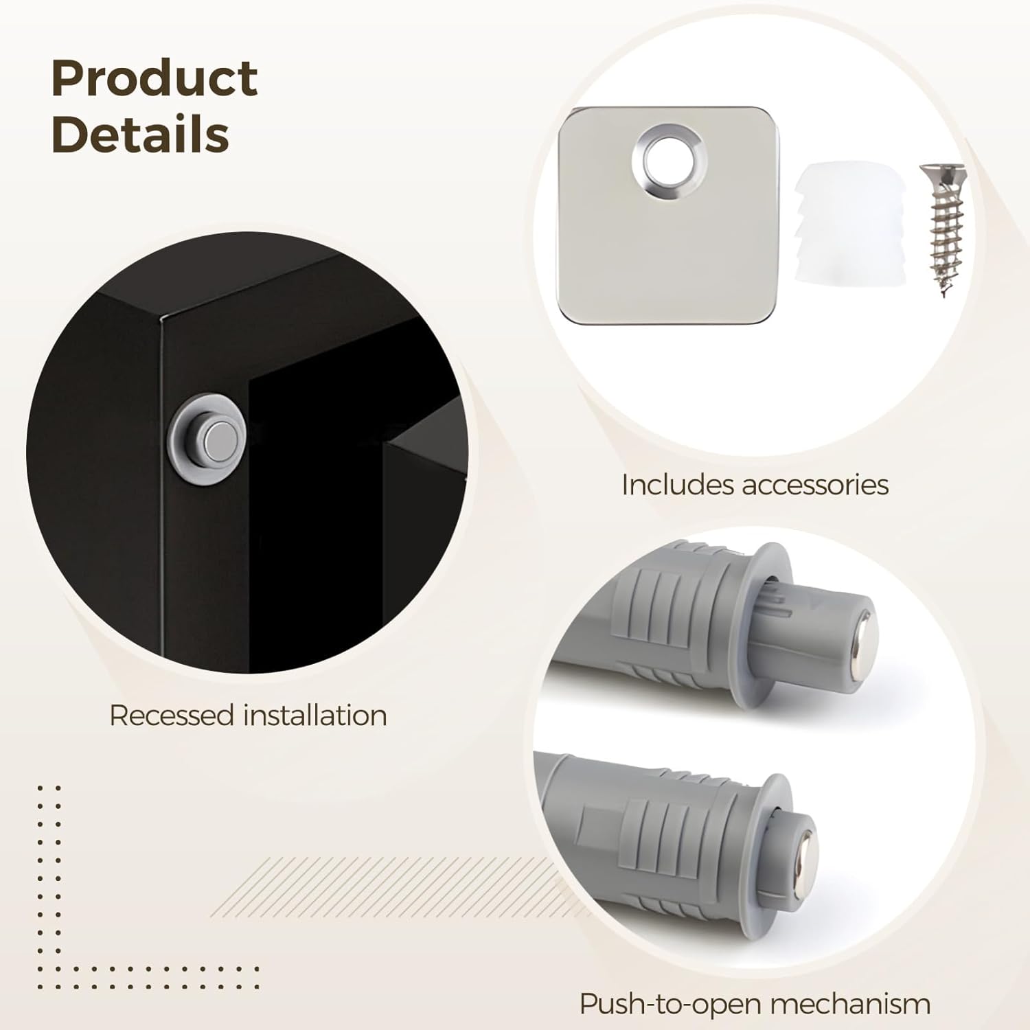 Gray Push to Open Door Latch 12 Pcs, 2.9 in, Plastic Buffer for Cabinet, Touch Release for Cabinet Wardrobe Doors