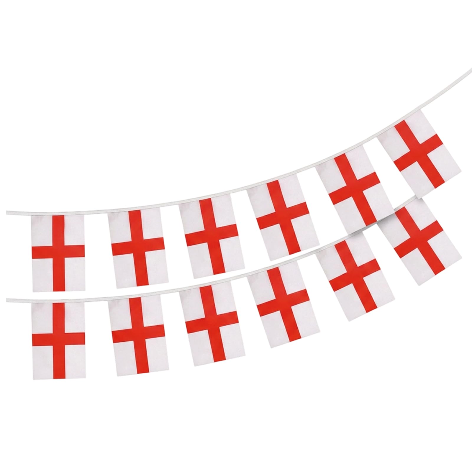 England Flag Bunting, St Georges Flag for World Cup Viewing Parties and National Celebrations, Patriotic Decoration for Pub and Street Festivals, Set of 2 England Flags