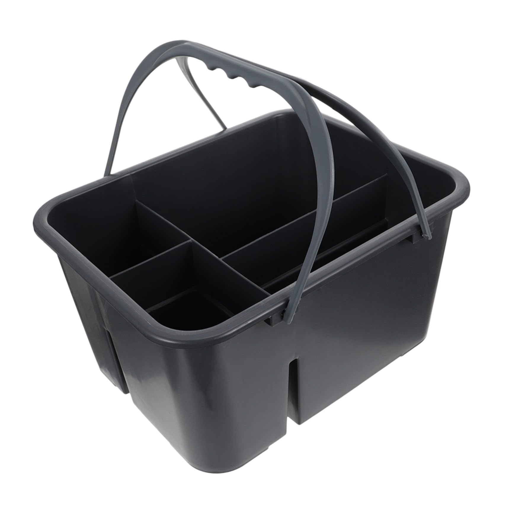Panier de rangement salle de bain portable et boîte à 4 compartiments en plastique gris