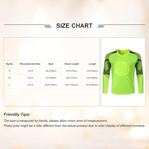 Miniatura 6 de Hansber Kids Boys Soccer Goalkeeper Jersey Padded Goalie Shirts Football Training Uniform Soccer Kit Sweatshirts