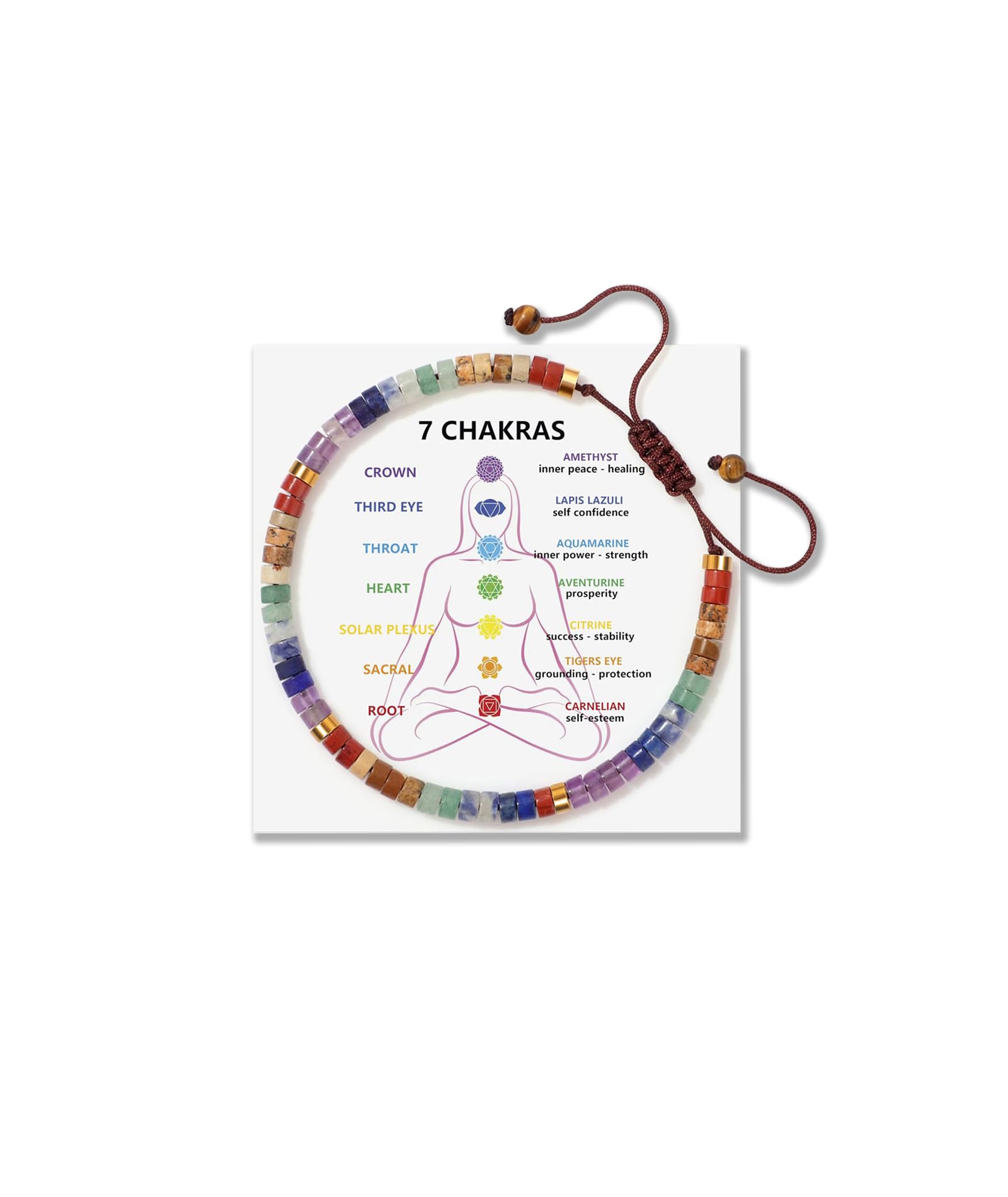 in-imagine 7 Chakra Bracelet Bring a Card, Amethyst Bracelet for Women, Spiritual Energy Balancing Accessory for Enthusiasts, Natural Stone Beads for Meditation and Yoga with Seven Chakra Stones, 1 Piece-picture-36