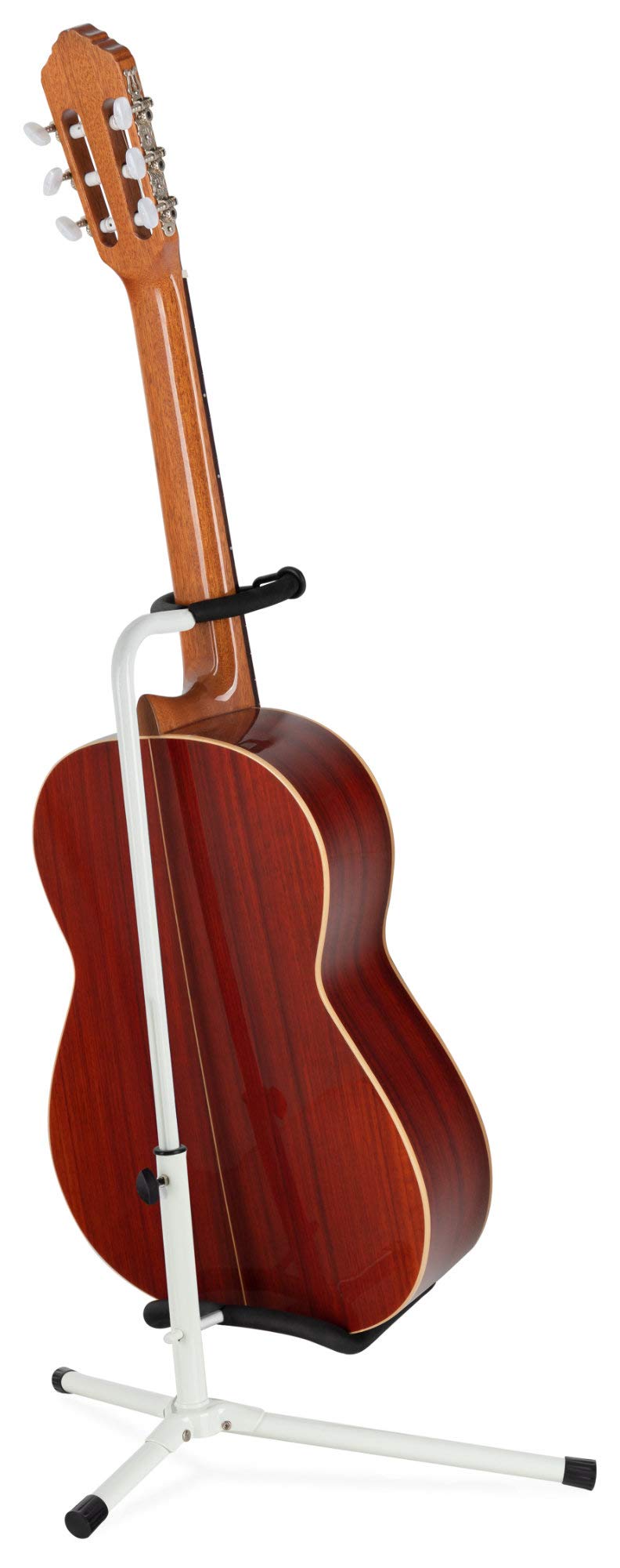 Classic Cantabile Gitarrenständer - Universal Gitarrenständer für Konzertgitarre, Westerngitarre, E-Gitarre, E-Bass - Gepolsterte Auflage - Klappbarer Gitarrenständer - Weiß