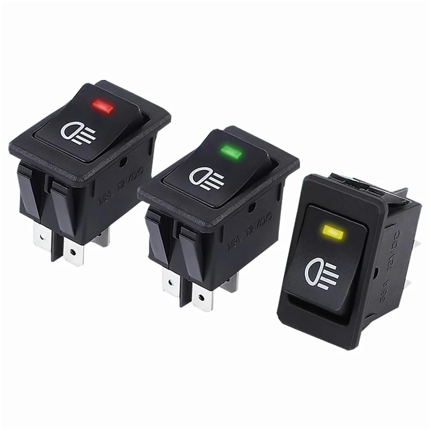 SCRUBY 1PCS KCD4 Rocker Switch ON-Off 2 Position 4 Pins LED Push Button 12v 35A Automobile refitting Fog lamp Switch with Light with Lightin(Yellow)