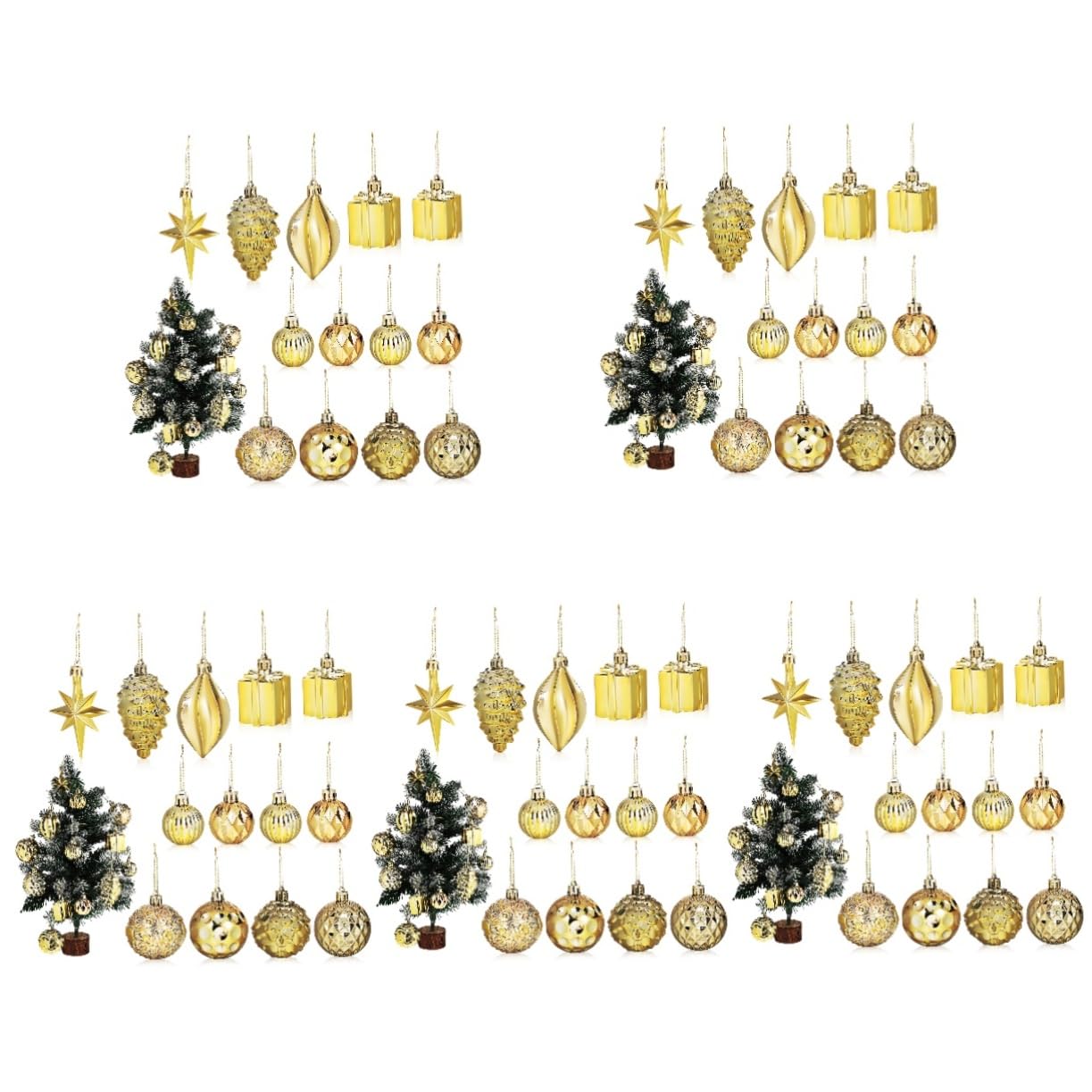 Ensemble boules de Noël doré Amosfun ornements de fête élégants en vrac