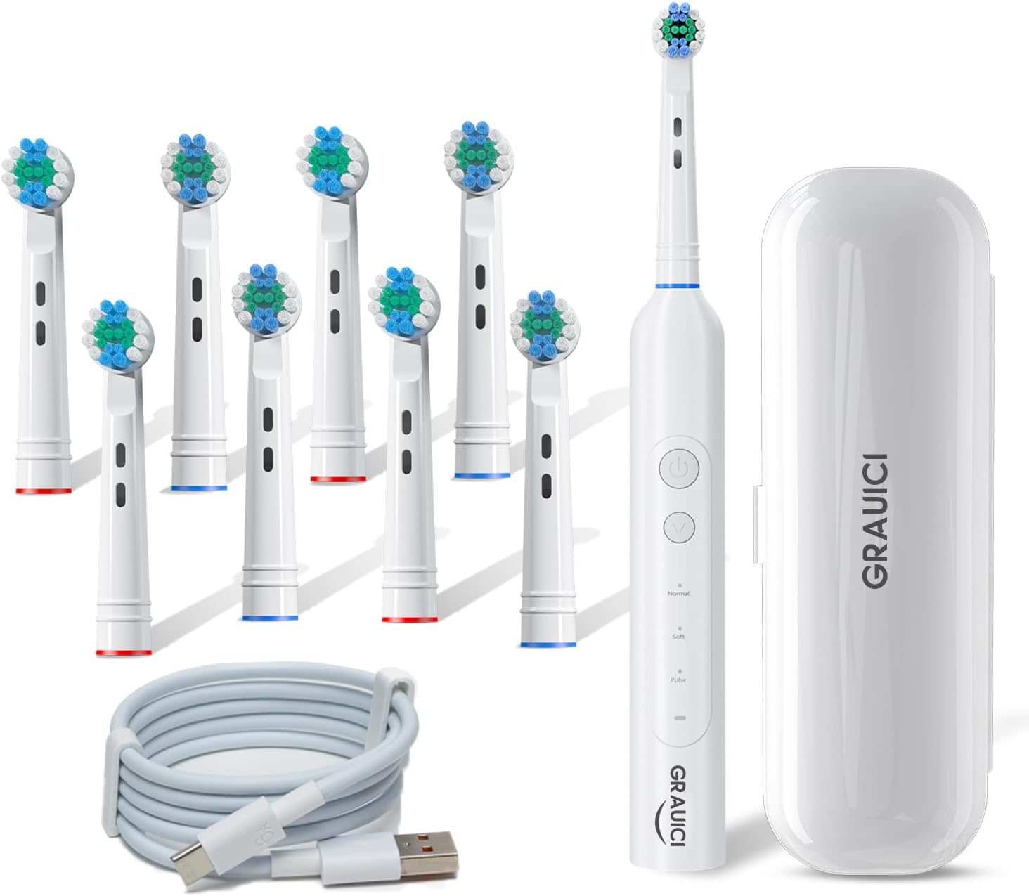 Deep Clean Rechargeable Electric Powered Toothbrush, Rechargeable Electric Toothbrush with 8 Brush Heads,Pressure Sensor to Protect Gums (White) Deep Clean Rechargeable Electric Powered Toothbrush, Rechargeable Electric Toothbrush with 8 Brush Heads,Pressure Sensor to Protect Gums (White)
