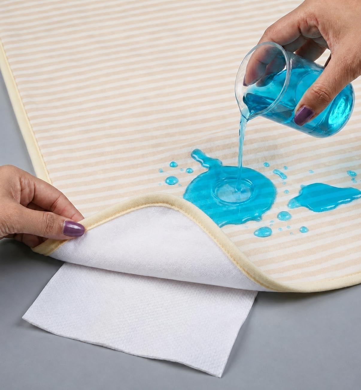 Waterproof Baby Dry Sheet for Bed | Reusable Washable Mattress Protector Mat for Kids & Infants | Soft Cotton Bamboo Fiber Quick Absorb Pee Pad | 50x70 CM (Golden Sand Stripe)-image-31